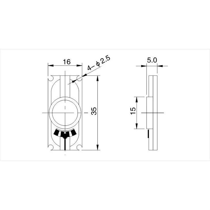 Helmet speaker  tweeter  XDEC-3516B-1  Dimension